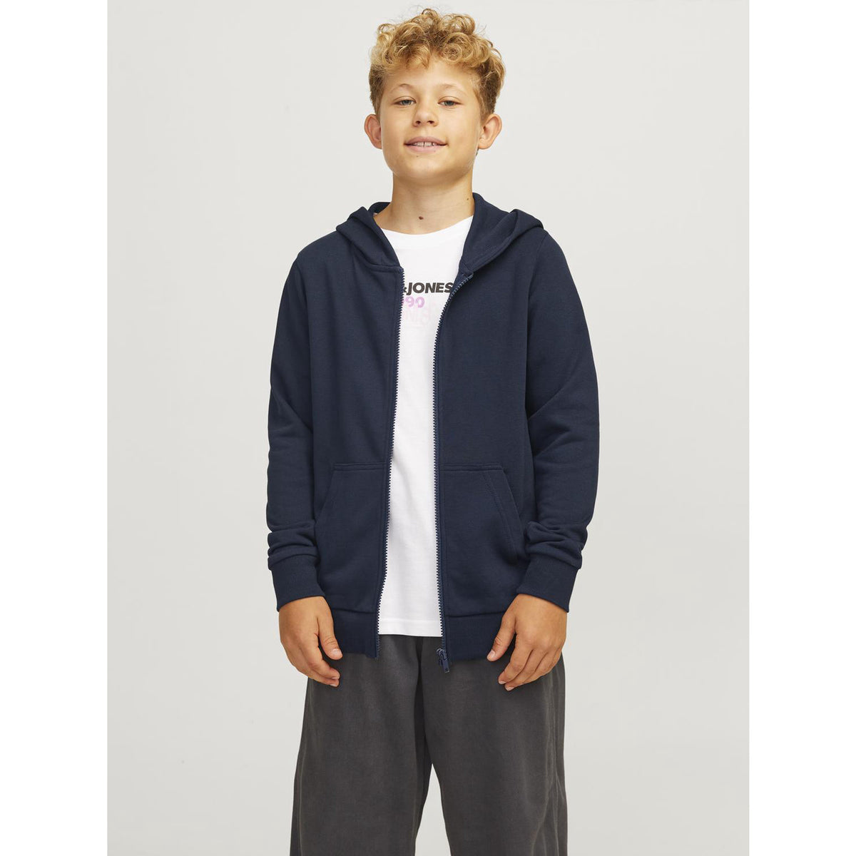 Jack & Jones Navy Blazer Jjebradley Sweat Zip Hood Noos Jnr