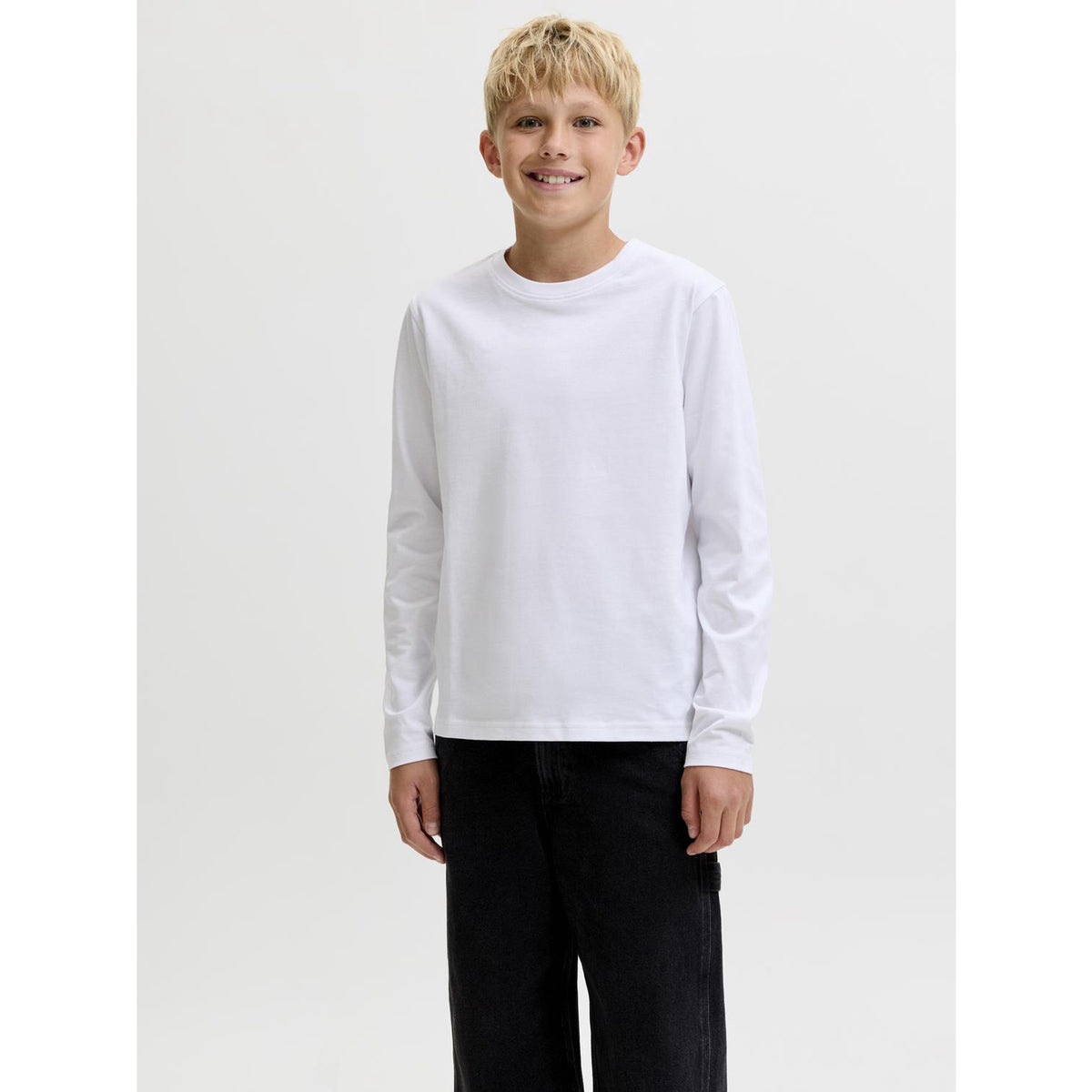 Jack & Jones Bright White Jjeorganic Rlx Tee Ls O-Neck Noos Jnr