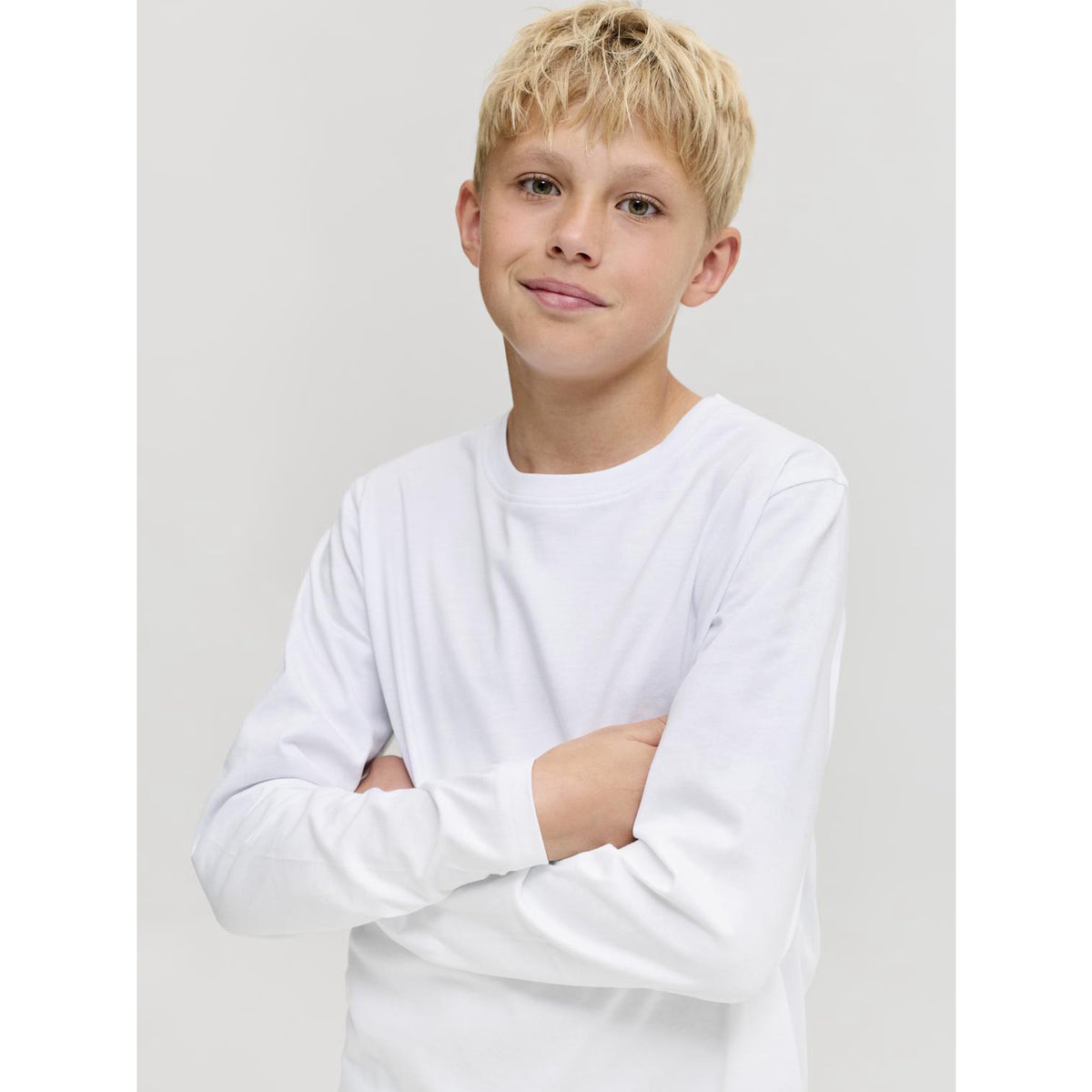 Jack & Jones Bright White Jjeorganic Rlx Tee Ls O-Neck Noos Jnr