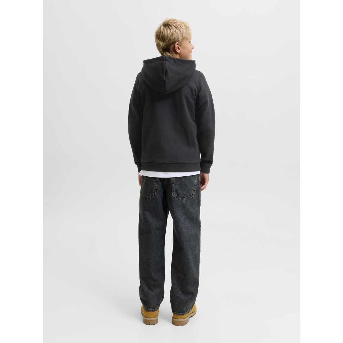 Jack & Jones Black Jjaero Sweat Zip Hood Jnr