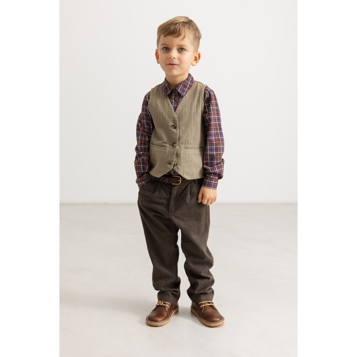 MarMar Herringbone Twill Mud Jason Vest