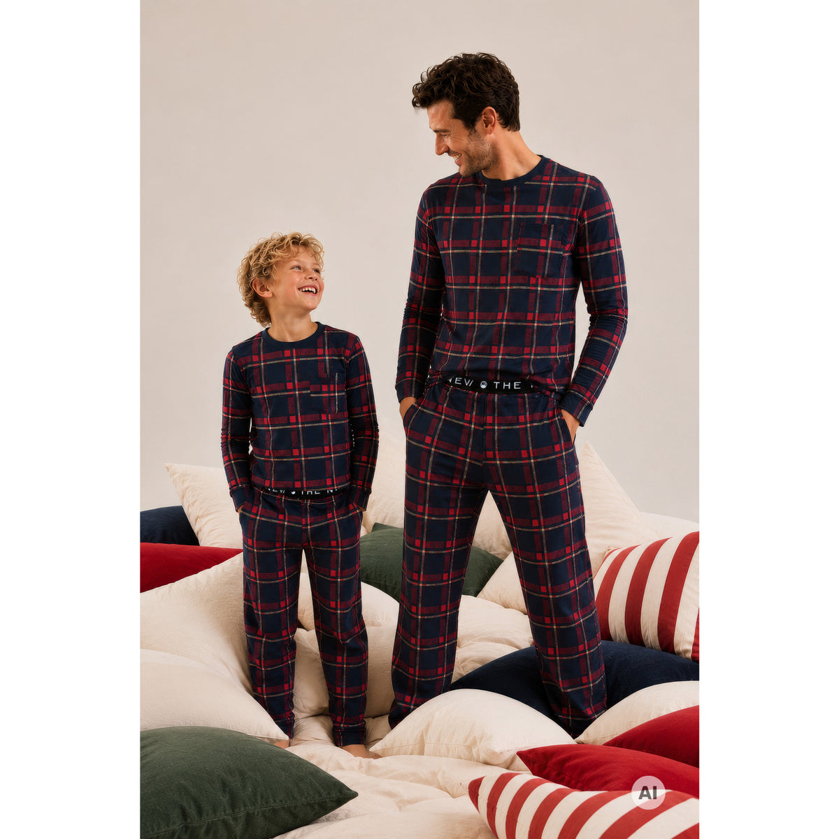 The New Navy Blazer Check Tnholiday Tartan Adult Night Set