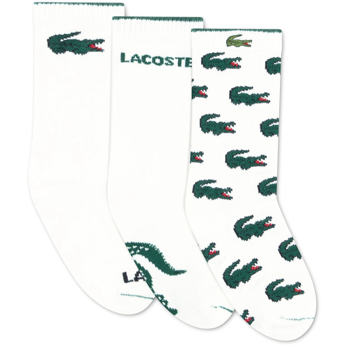 LACOSTE Blanc 3Pk Croc Cotton Crew