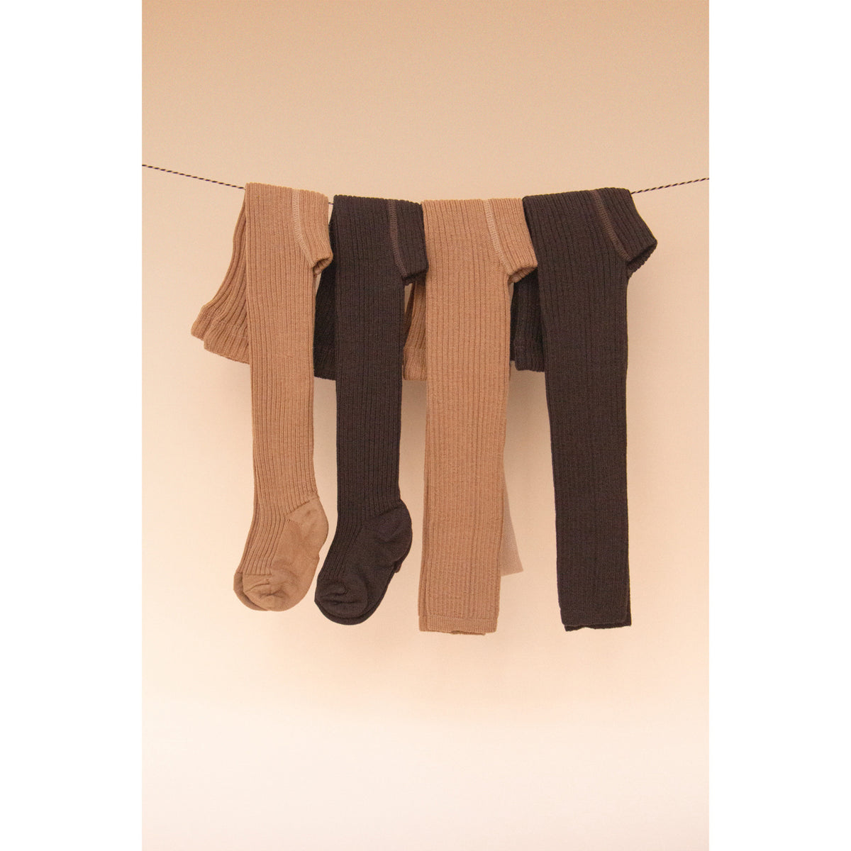 Silly Silas Wooly Footless Tights With Braces Espresso Brown