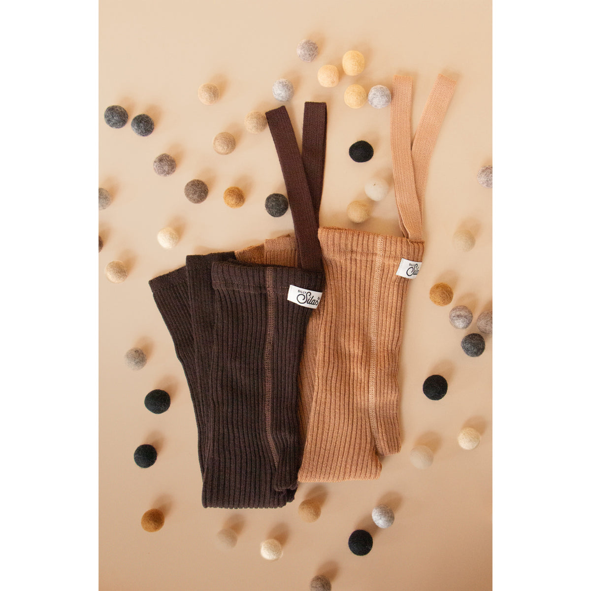 Silly Silas Wooly Footless Tights With Braces Espresso Brown