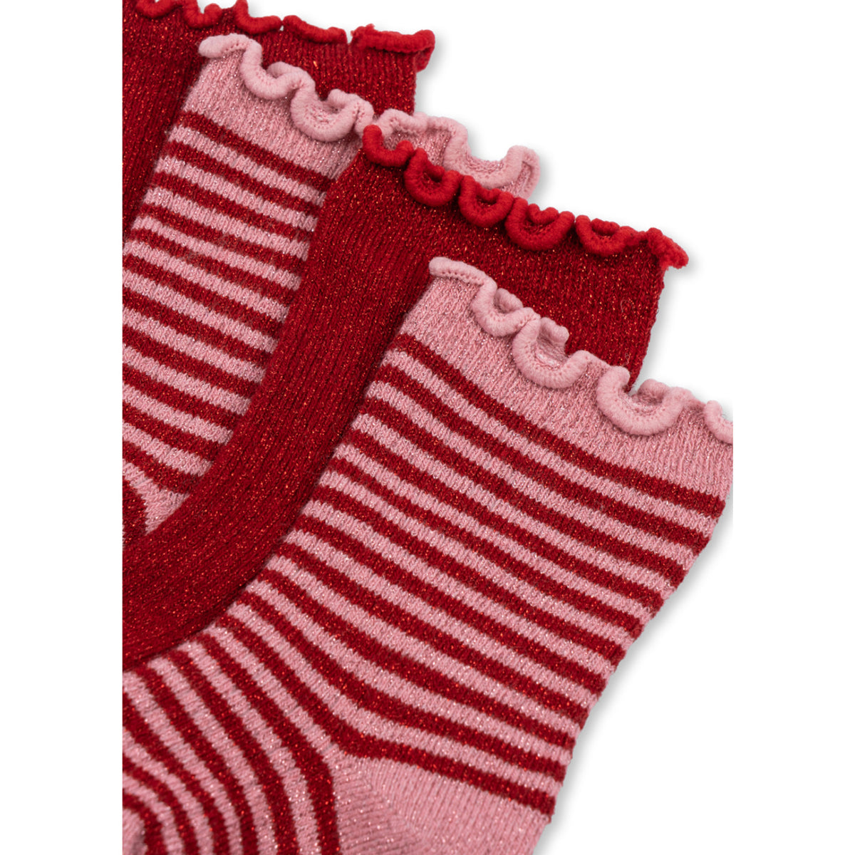 Konges Sløjd Red Stripe 2 Pack Glitter Socks
