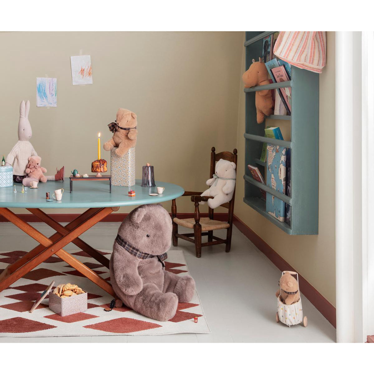 Maileg Teddy Plush Bamse, Stor - Mørk Svamp