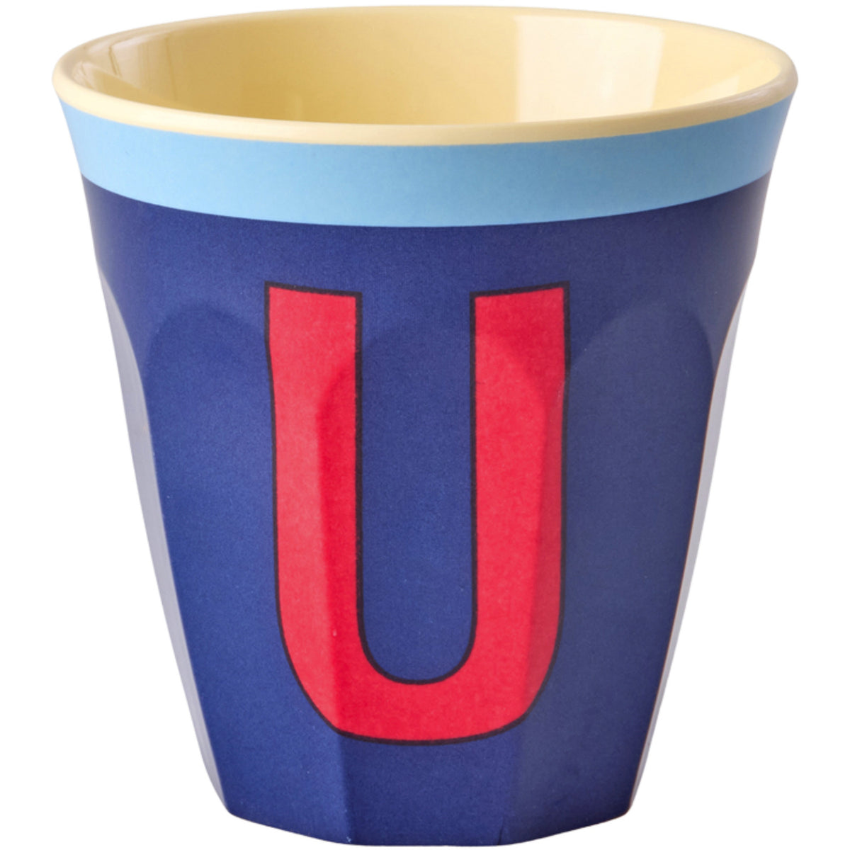 Rice Melamine Cup With The Letter U - Vintage - Royal Blue - Medium - 250 Ml