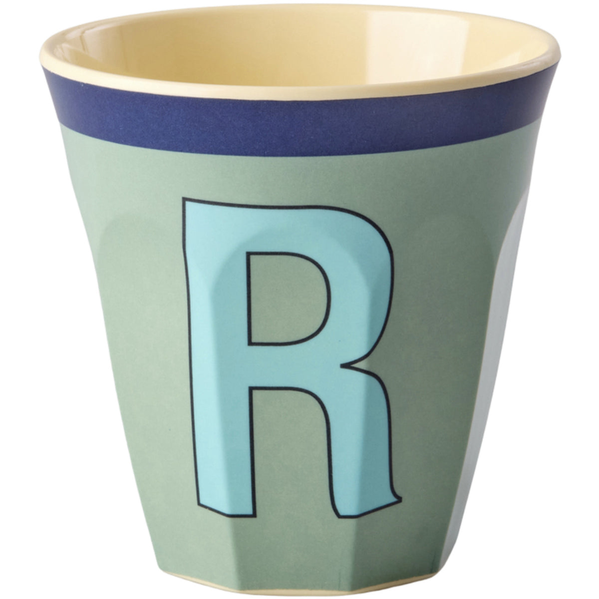 Rice Melamine Cup With The Letter R - Vintage - Khaki - Medium - 250 Ml
