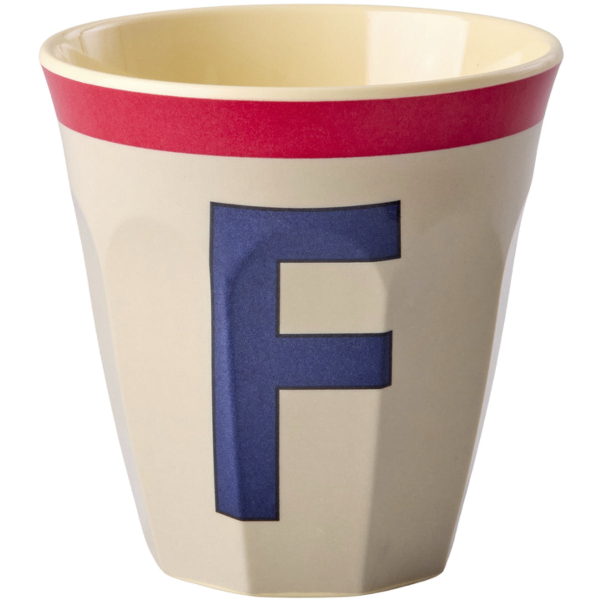 Rice Melamine Cup With The Letter F - Vintage - Cool Grey - Medium - 250 Ml