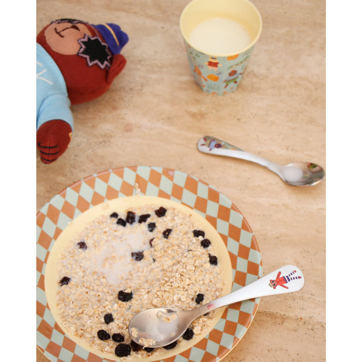 Rice Stainless Steel Kids Cutlery Set With Monkey And Bear Print