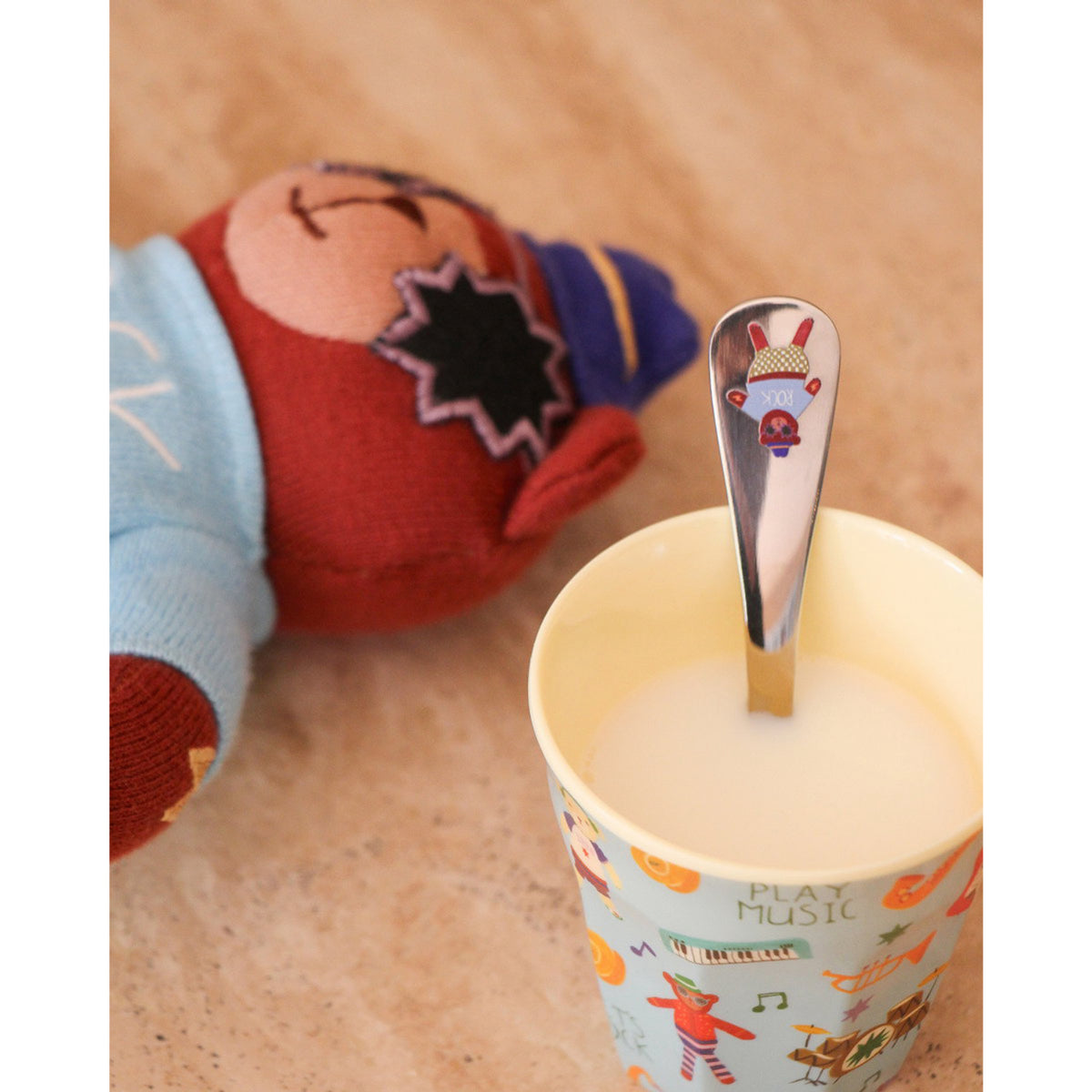 Rice Stainless Steel Kids Cutlery Set With Monkey And Bear Print
