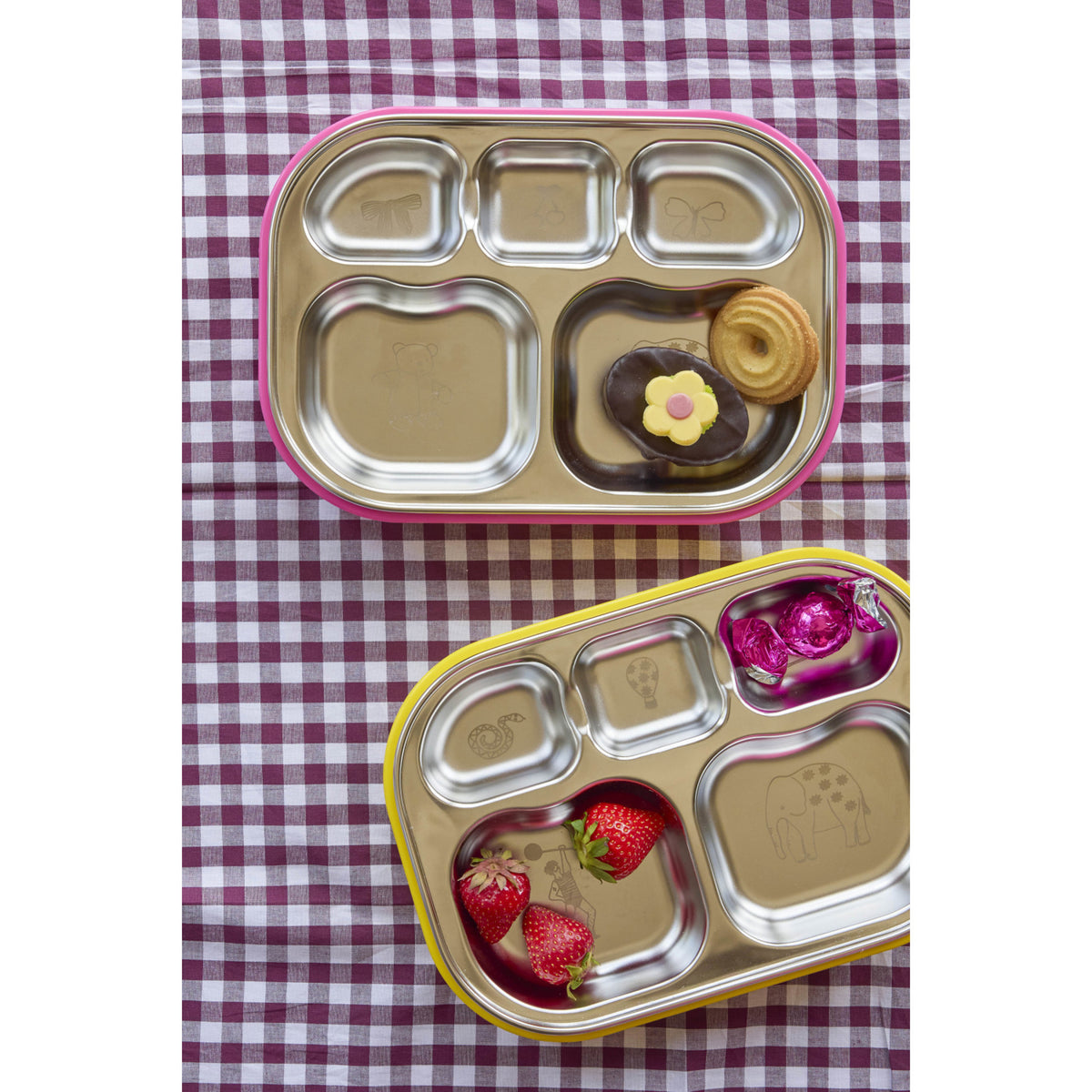 Rice Stainless Steel 5 Room Plate With Mint Fun Fair Laser Print