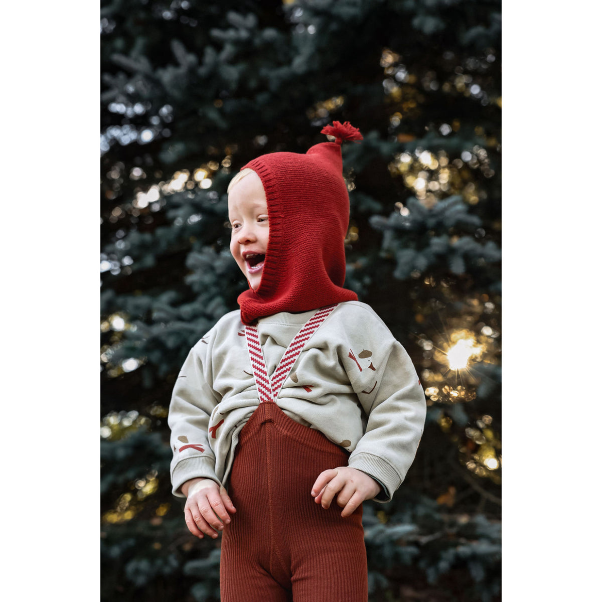 Silly Silas Cotton Tights With Braces Cinnamon Christmas Patterned