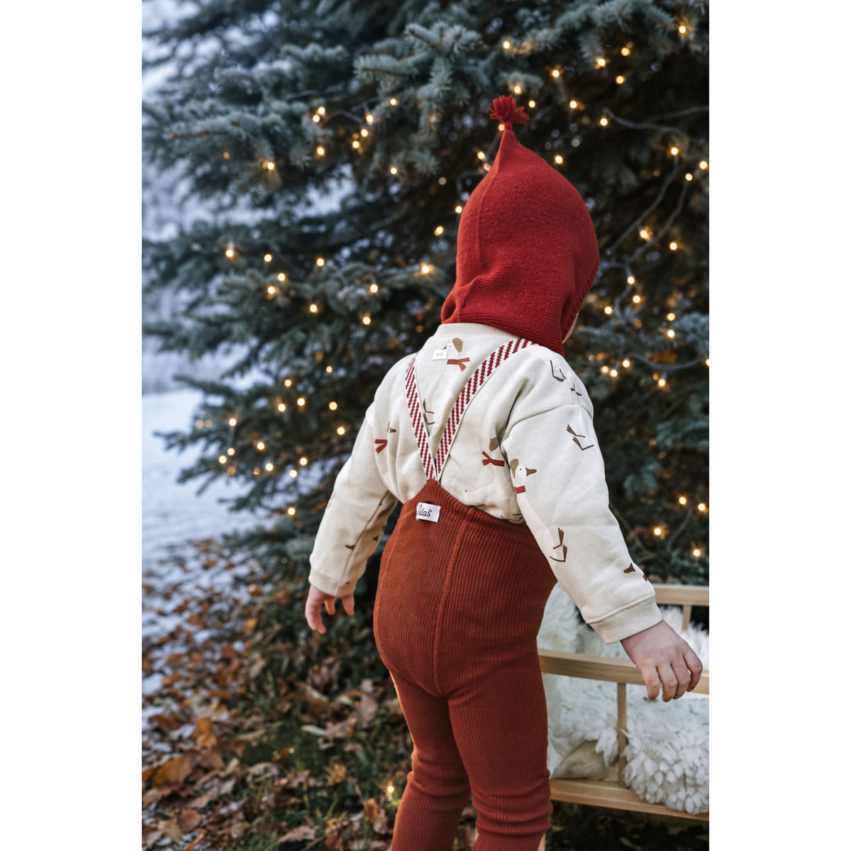 Silly Silas Footless Cotton Tights With Braces Cinnamon Christmas Patterned