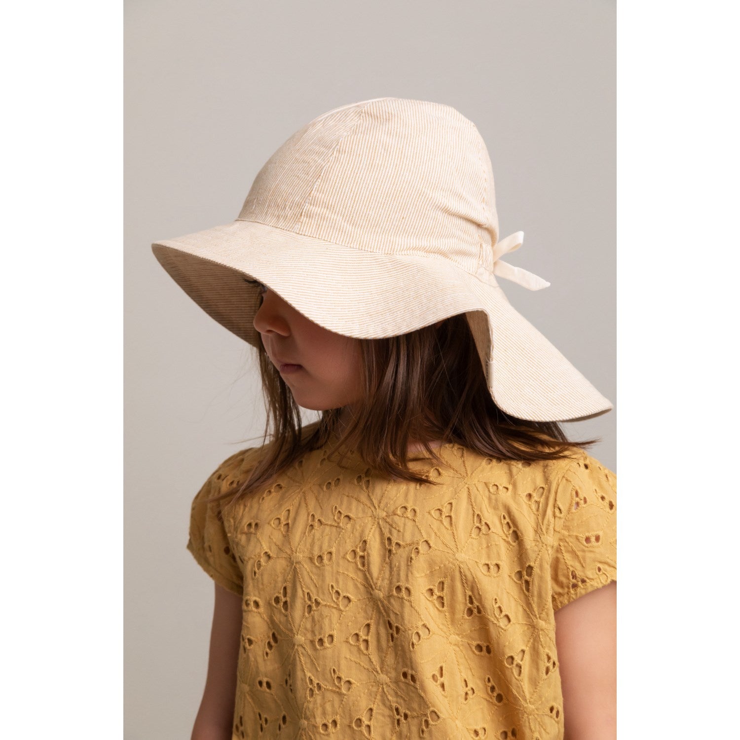 MarMar Fine Cotton Dijon Stripe Alba Long Sun Hat 2