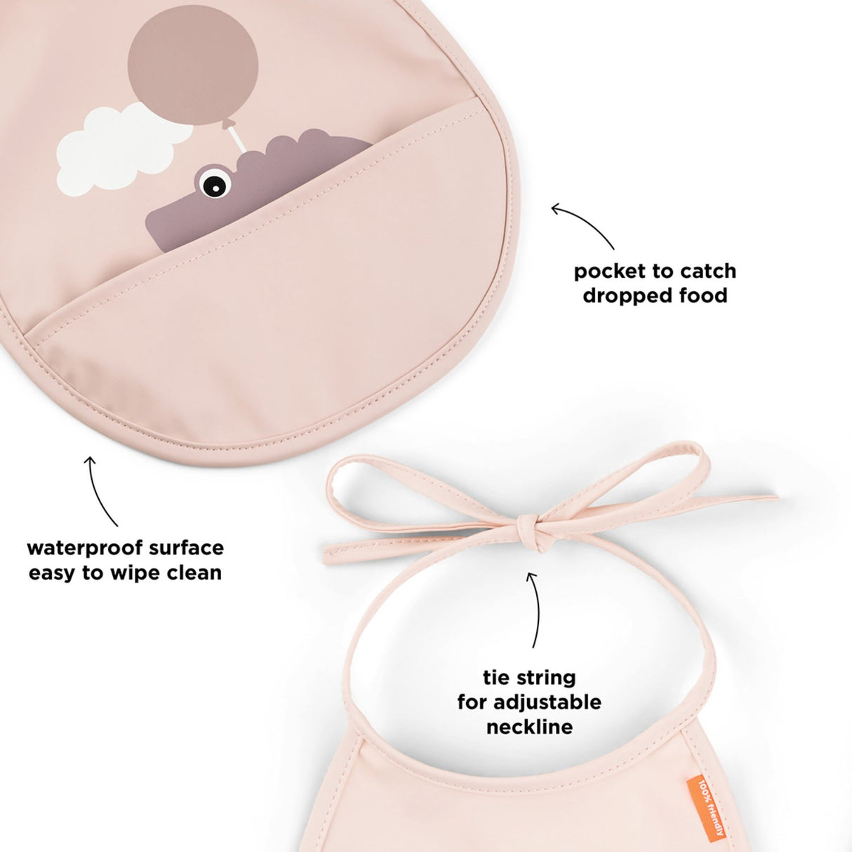 DonebyDeer Mini Bib w/Pocket 2 pcs. Happy Clouds Powder