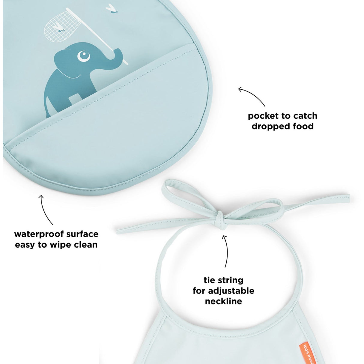 DonebyDeer Mini Bib w/Pocket 2 pcs Elphee Blue