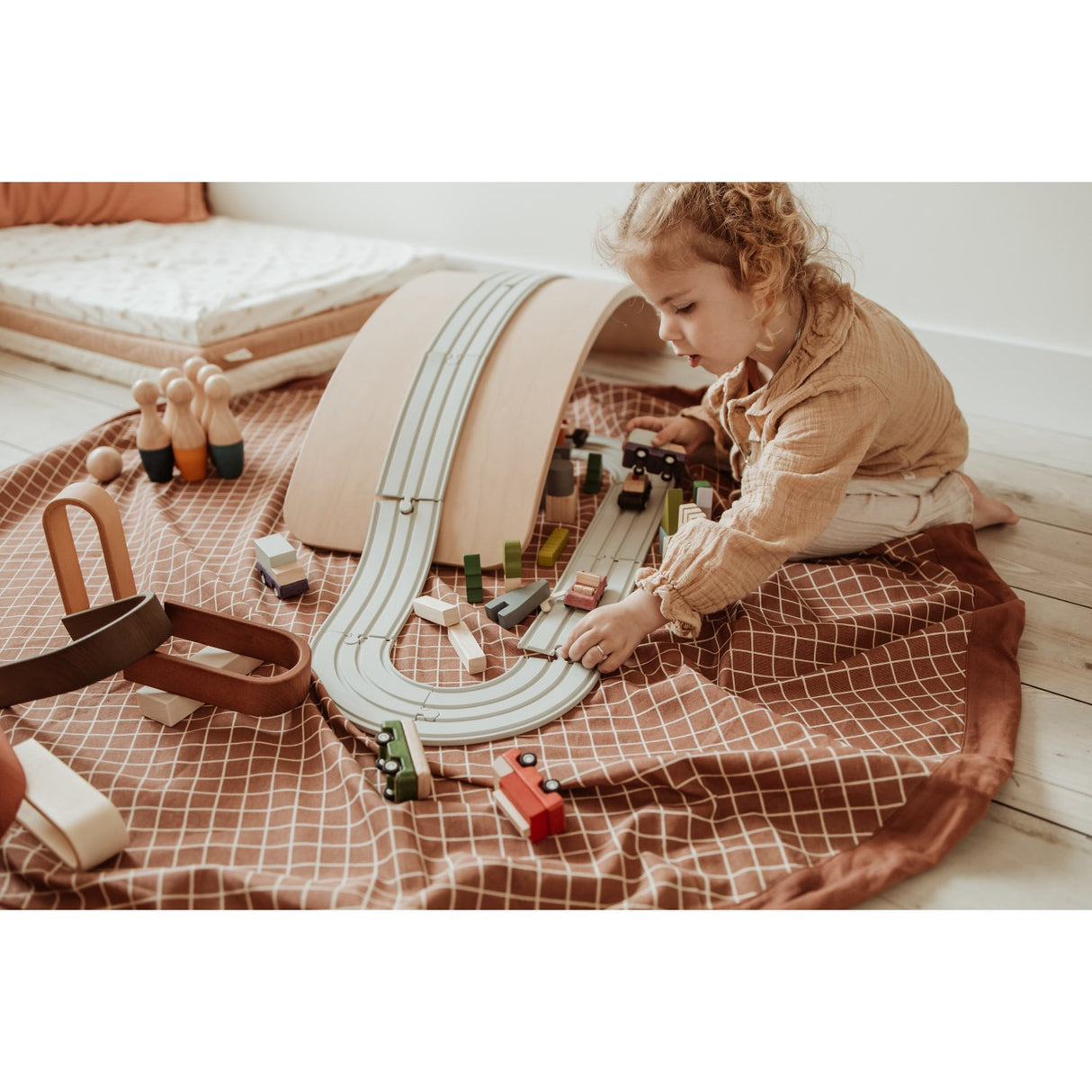 Play&Go Organic Grid Brown 2-in-1 Playmat