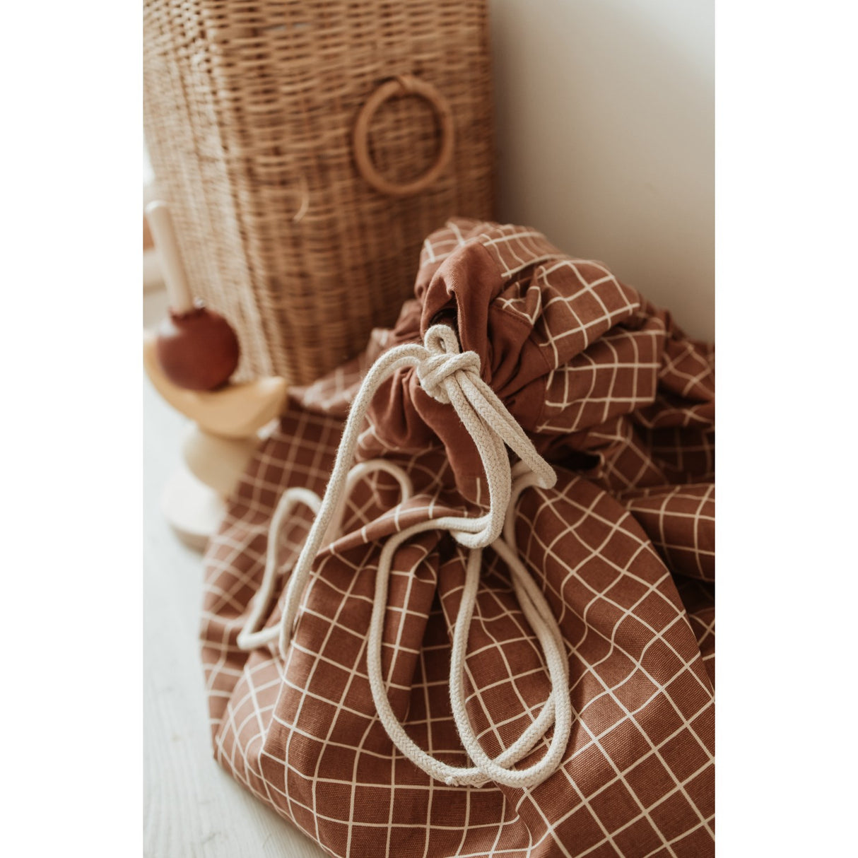 Play&Go Organic Grid Brown 2-in-1 Playmat