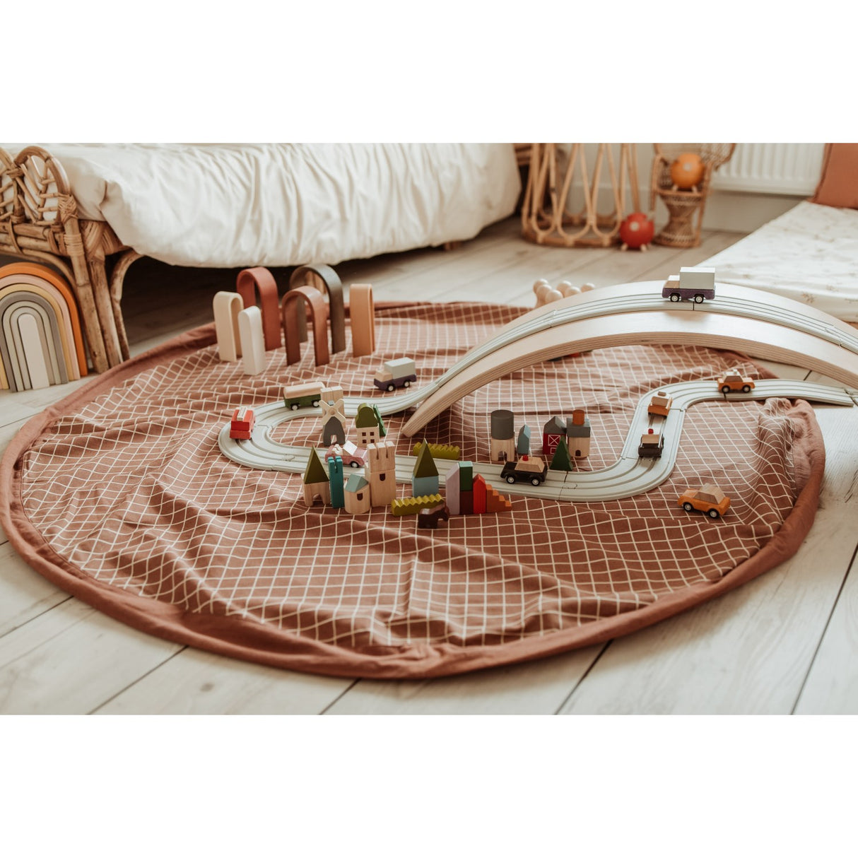 Play&Go Organic Grid Brown 2-in-1 Playmat