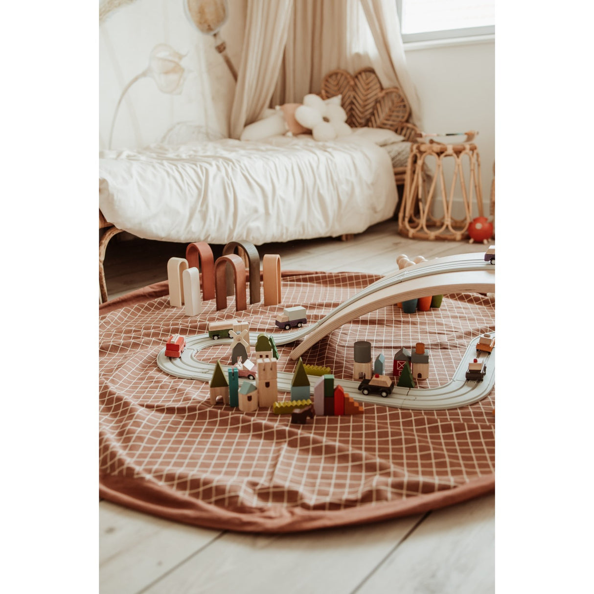 Play&Go Organic Grid Brown 2-in-1 Playmat