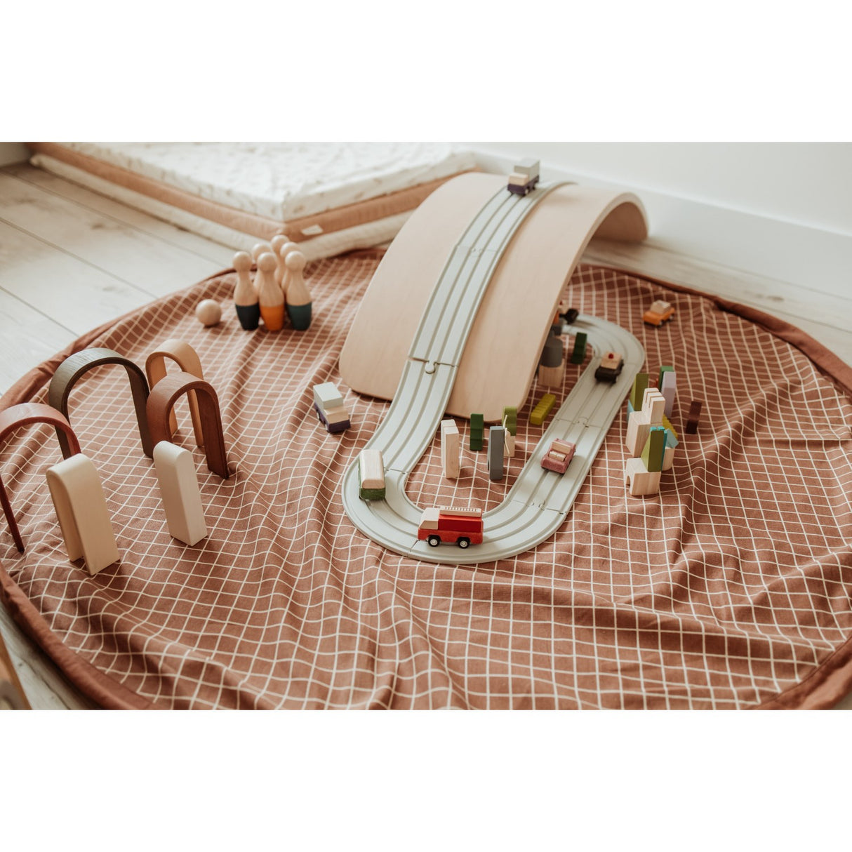 Play&Go Organic Grid Brown 2-in-1 Playmat