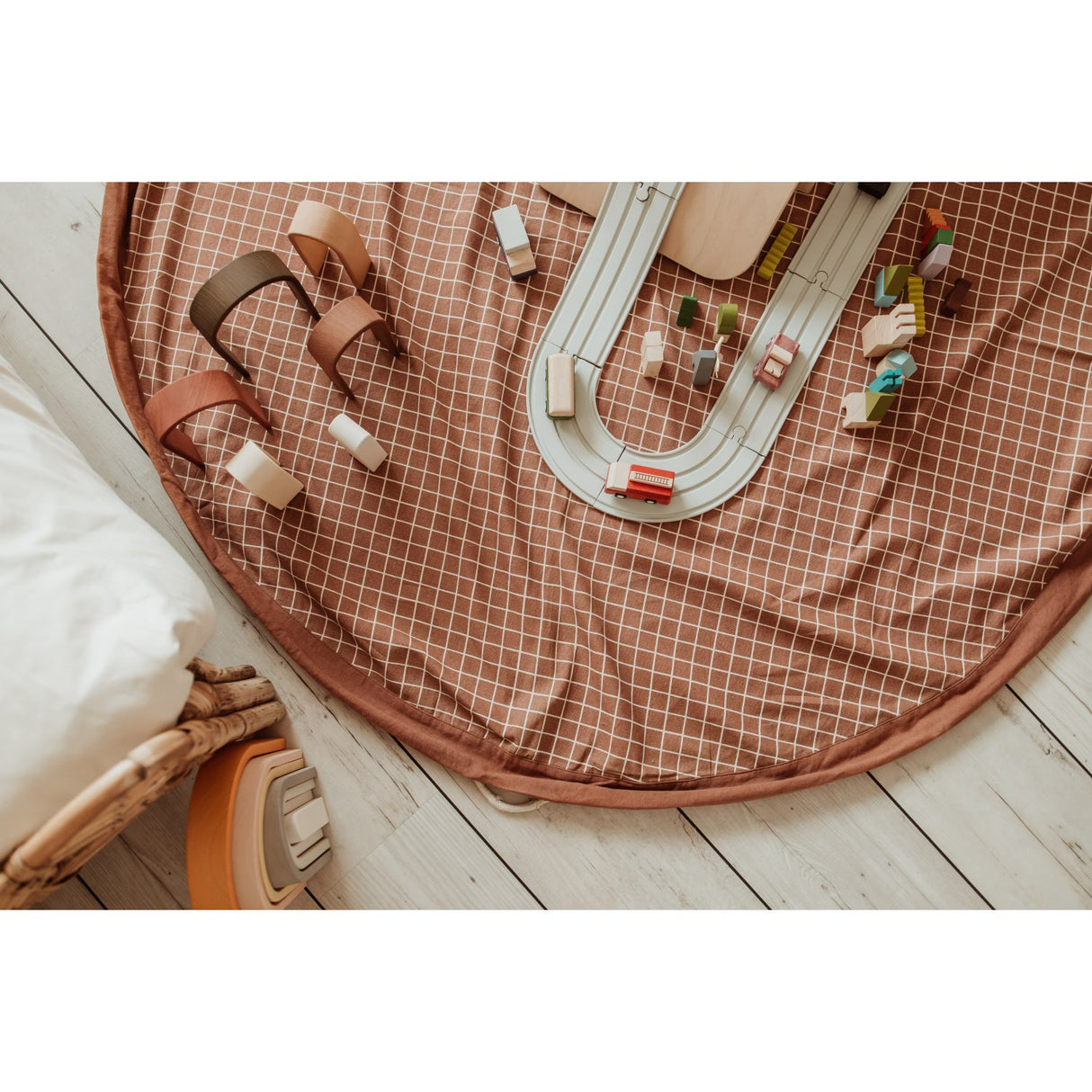 Play&Go Organic Grid Brown 2-in-1 Playmat