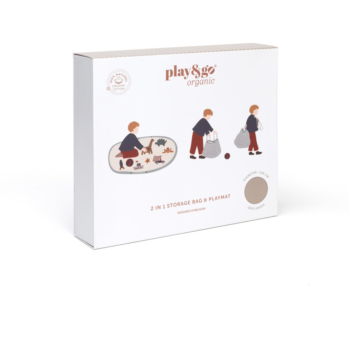 Play&Go Organic Grid Mustard 2-in-1 Playmat