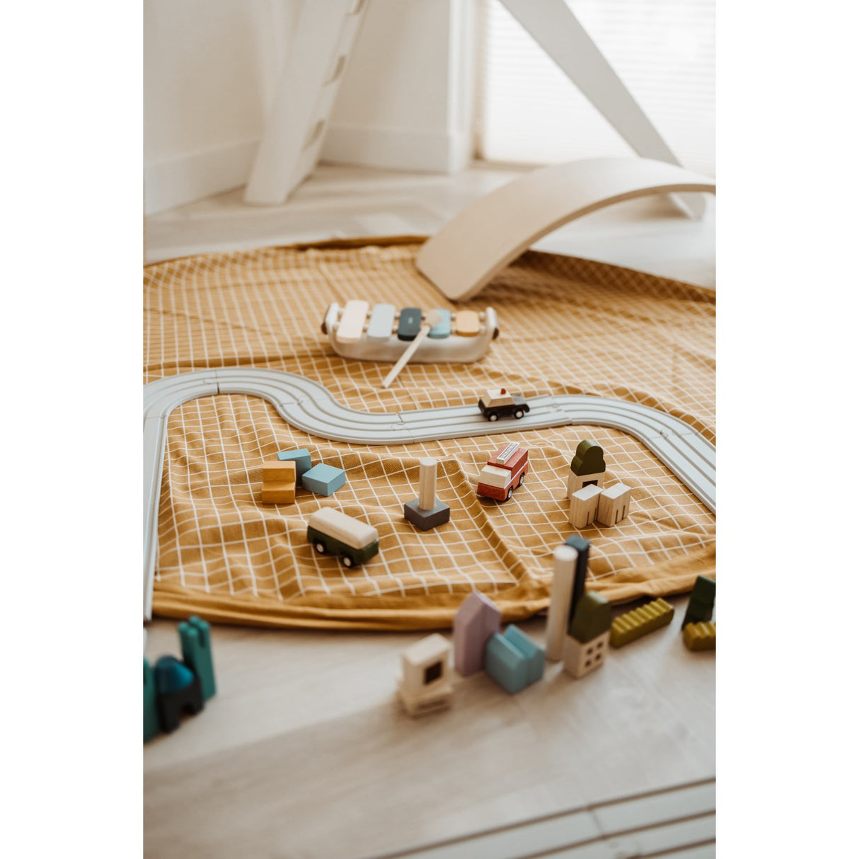 Play&Go Organic Grid Mustard 2-in-1 Playmat