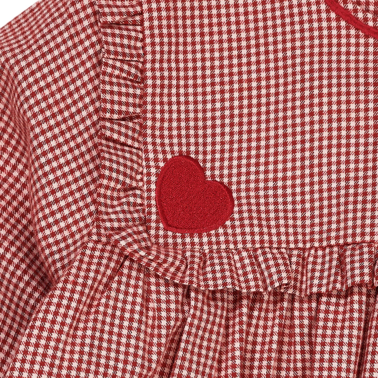 Copenhagen Colors x Luksusbaby Red Check Combi Check Dress W. Heart Emb