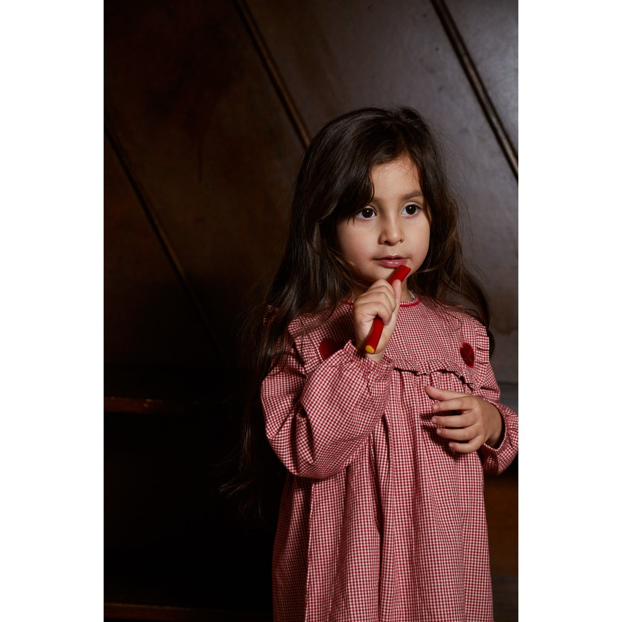 Copenhagen Colors x Luksusbaby Red Check Combi Check Dress W. Heart Emb