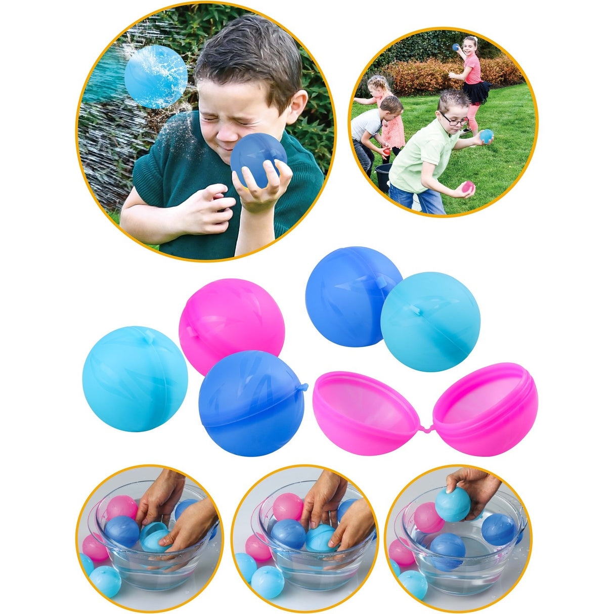 Happy Summer Genanvendelige Vandbombebolde Ø6,5 Cm 6-pak