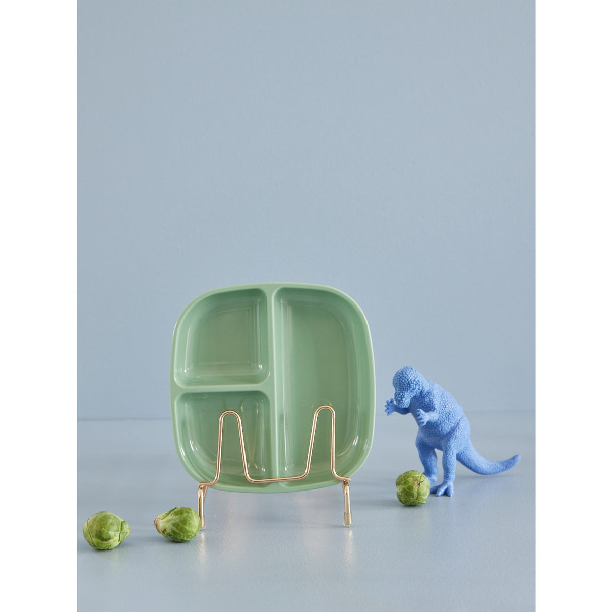 RICE Green Melamine Childrens Plate with 3 Rooms