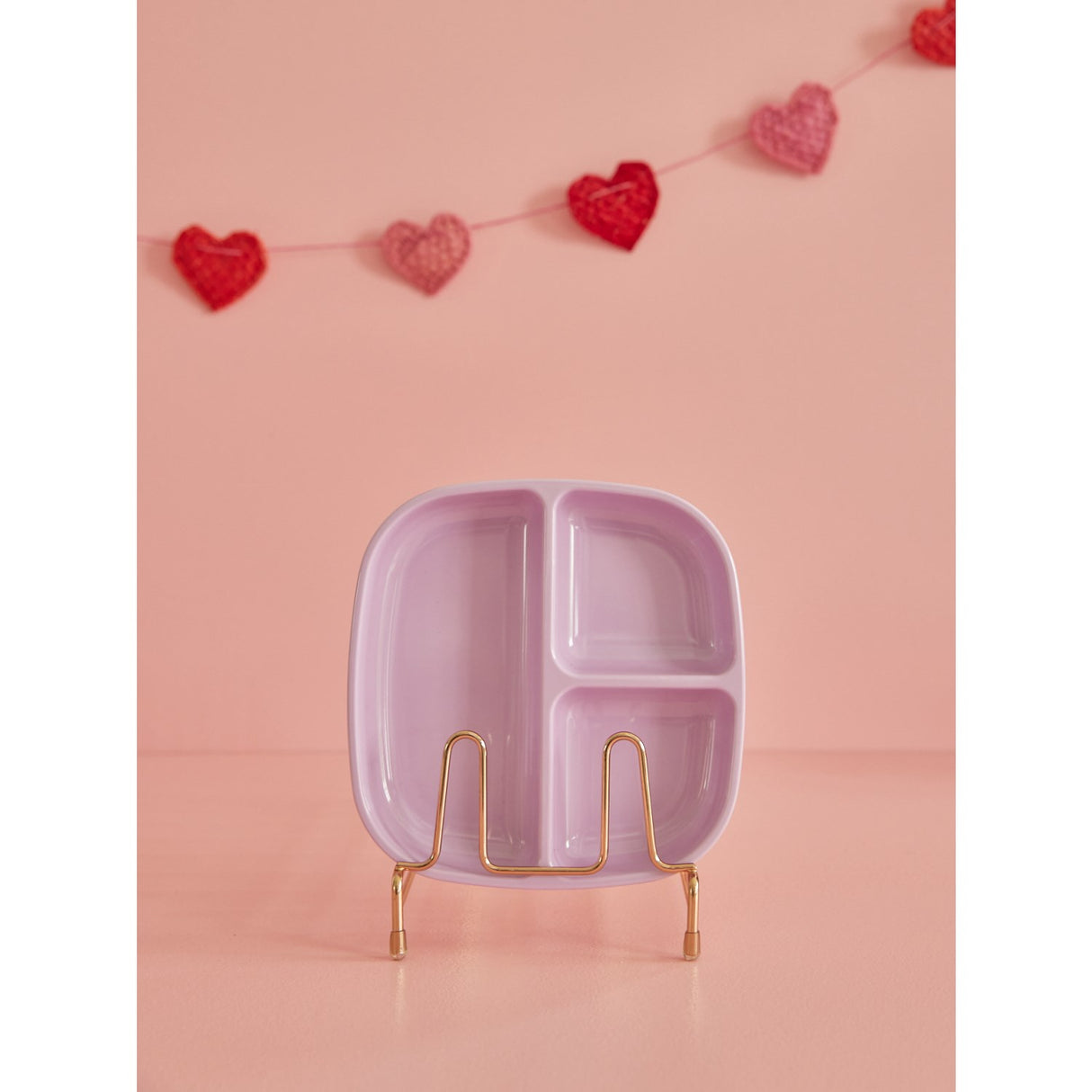 RICE Lavender Melamine Childrens Plate with 3 Rooms