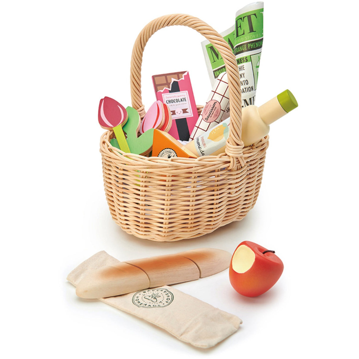 Tender Leaf Wicker Basket With Goods