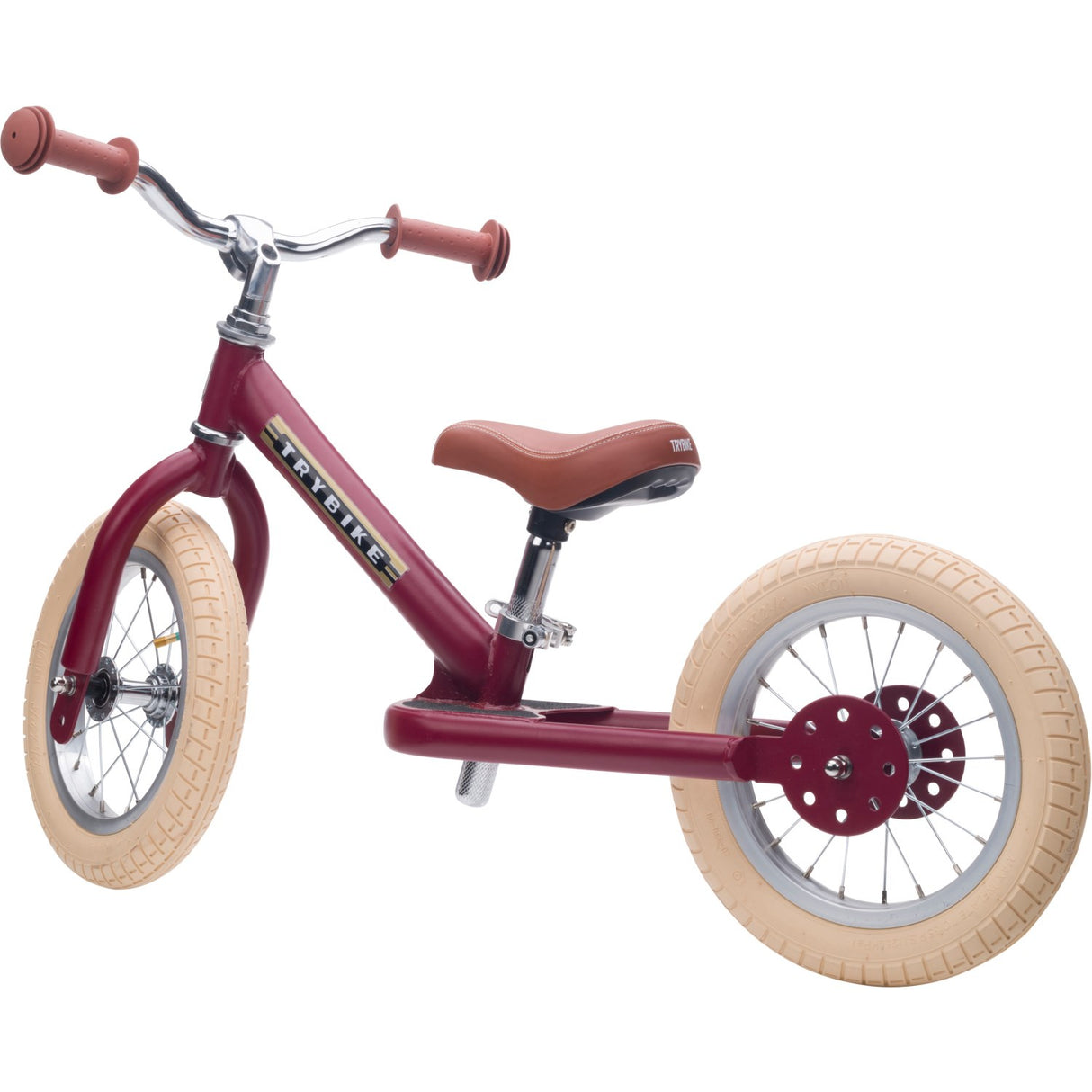 Trybike in steel, 2 wheels, Vintage Red