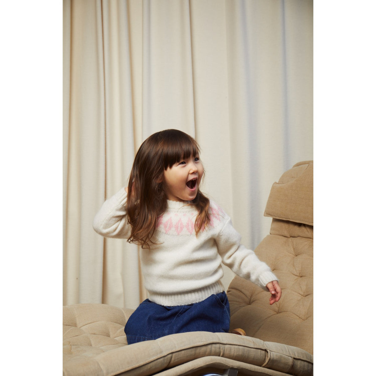 COPENHAGEN COLORS Cream/Bubblegum Combi Wool Iceland Blouse