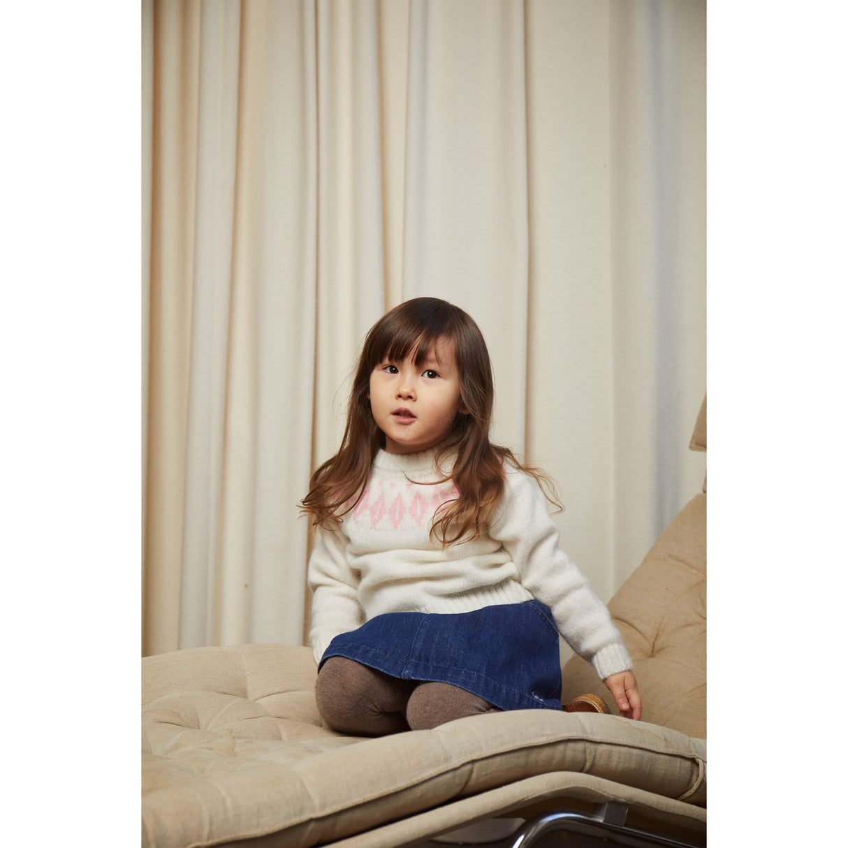 COPENHAGEN COLORS Cream/Bubblegum Combi Wool Iceland Blouse