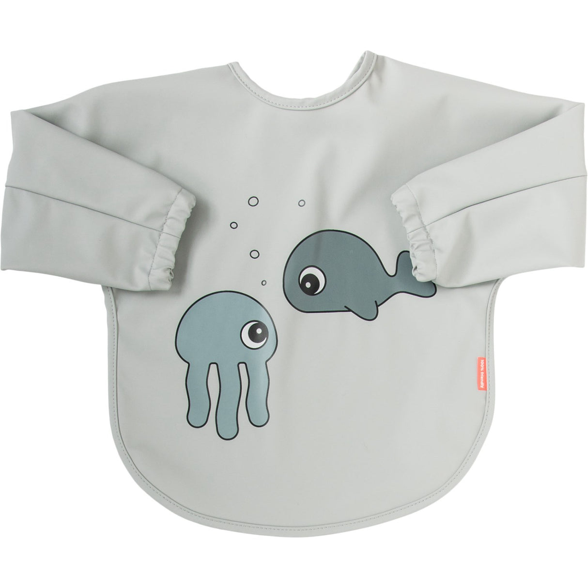 DonebyDeer Grey Bib With Sleeves Sea Friends