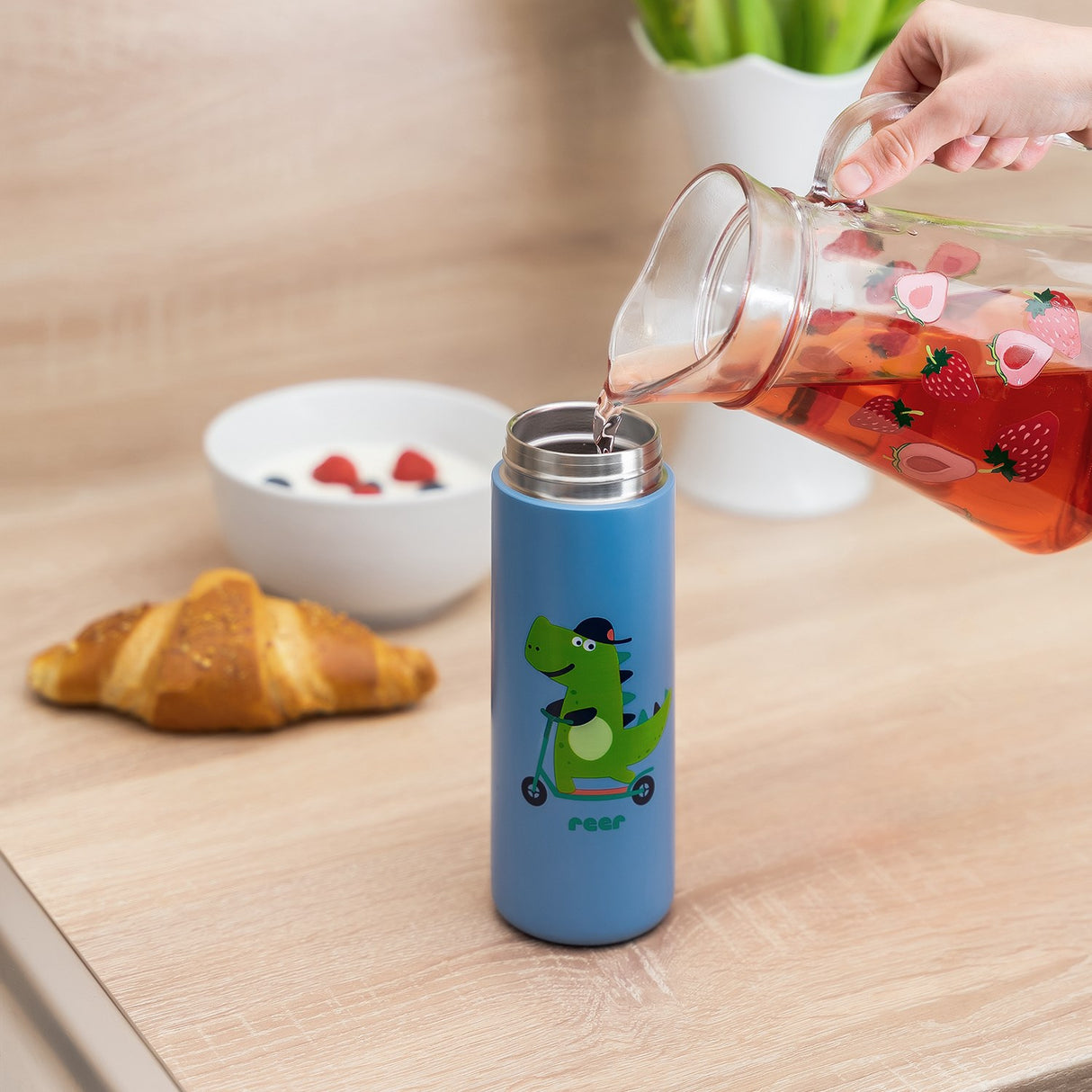 REER Drinking bottle with straw - Blue