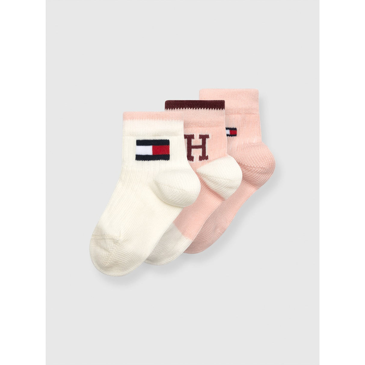 Tommy Hilfiger Soft Pink Baby Socks 3-Pack Iconic Gift Box