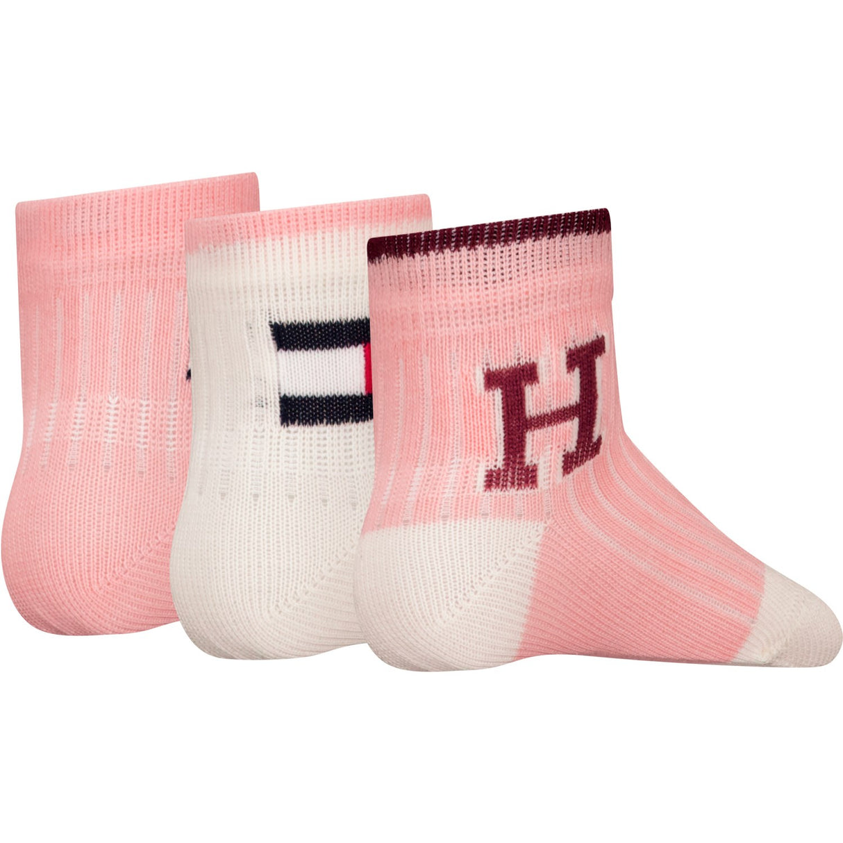 Tommy Hilfiger Soft Pink Baby Socks 3-Pack Iconic Gift Box