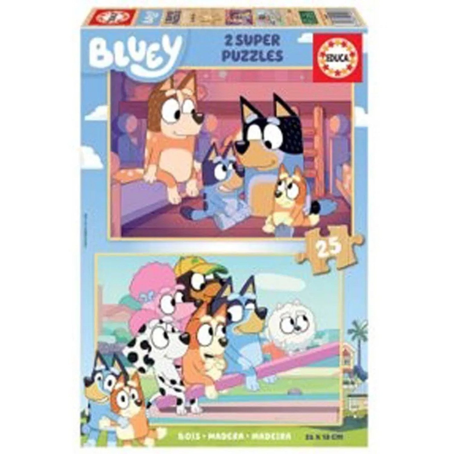 Bluey★送料無料★3段2列引き出し Buy Educa Puzzle Bluey 2 X 25 Brikker, Wood | Luksusbaby