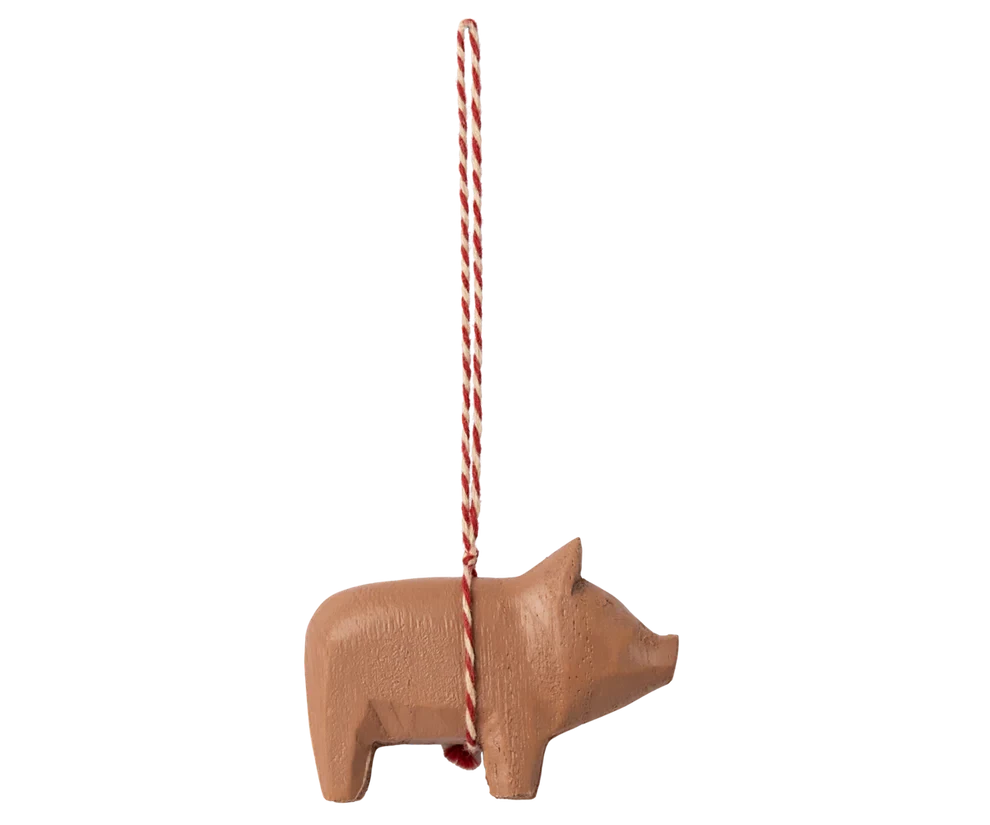 Maileg Wooden ornament, Pig - Old rose