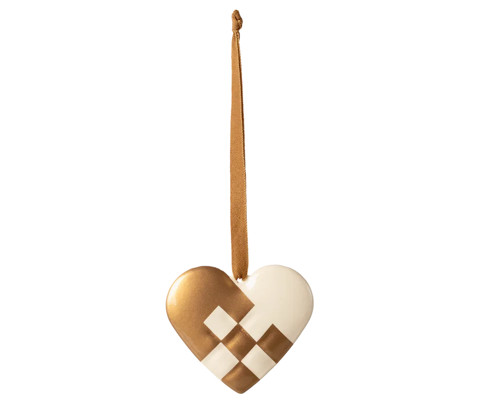 Maileg Metal ornament, Small heart - Gold
