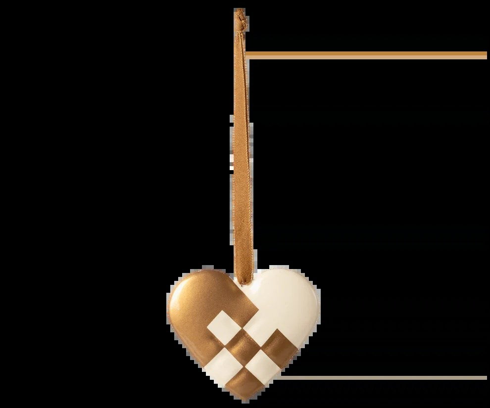 Maileg Metal ornament, Small heart - Gold