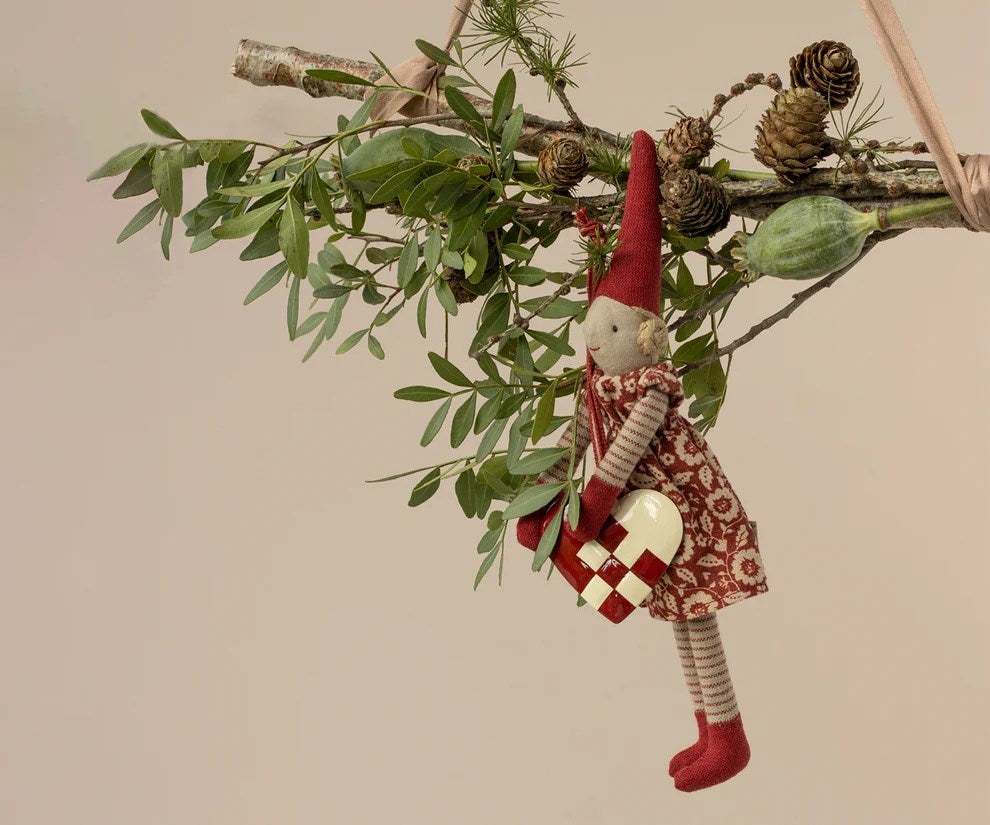 Maileg Metal ornament, Small heart - Red
