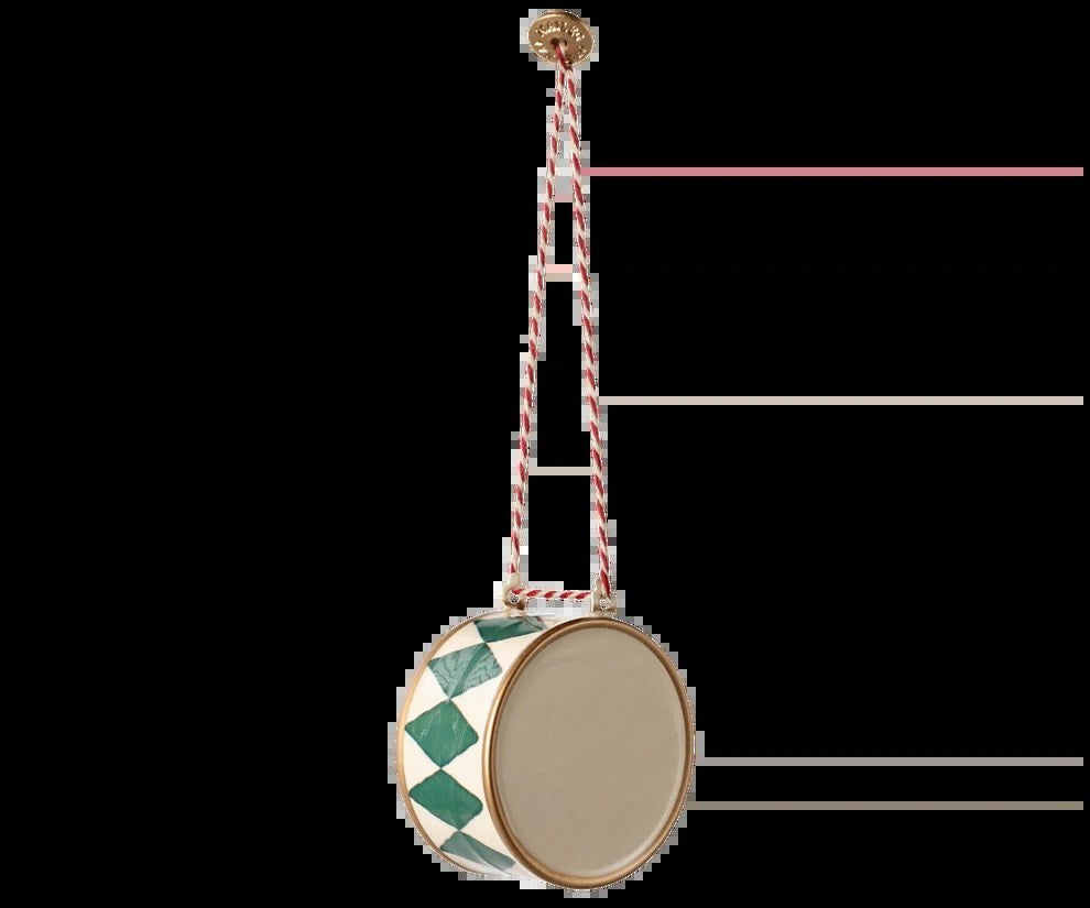 Maileg Metal ornament, Large drum - Dark green