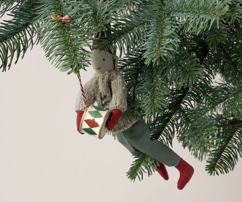 Maileg Metal ornament, Small drum - Classic green